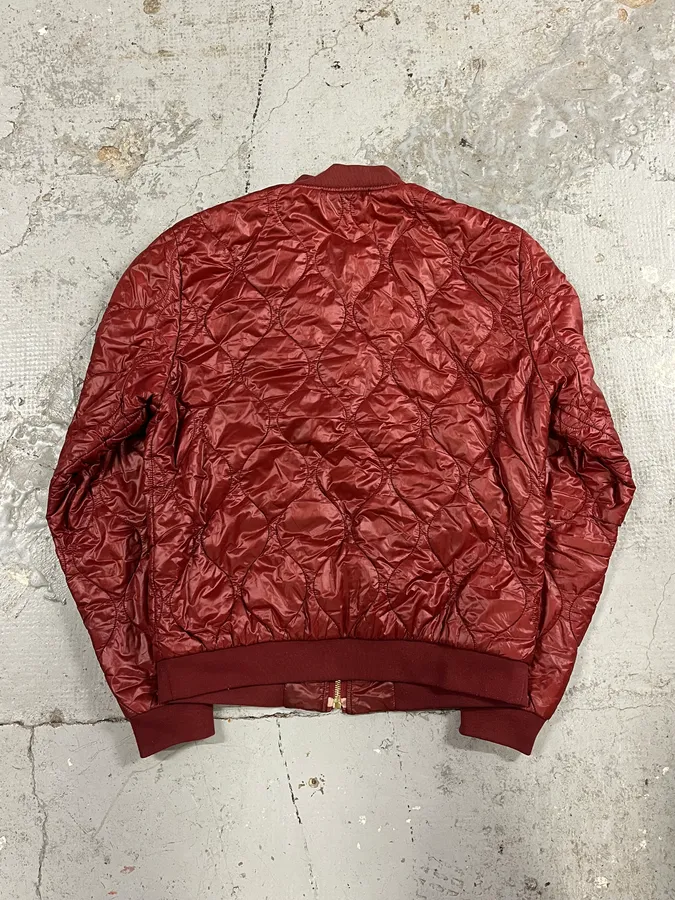 2000s Dolce & Gabana Quilted Red Bomber Jacket - Image 6