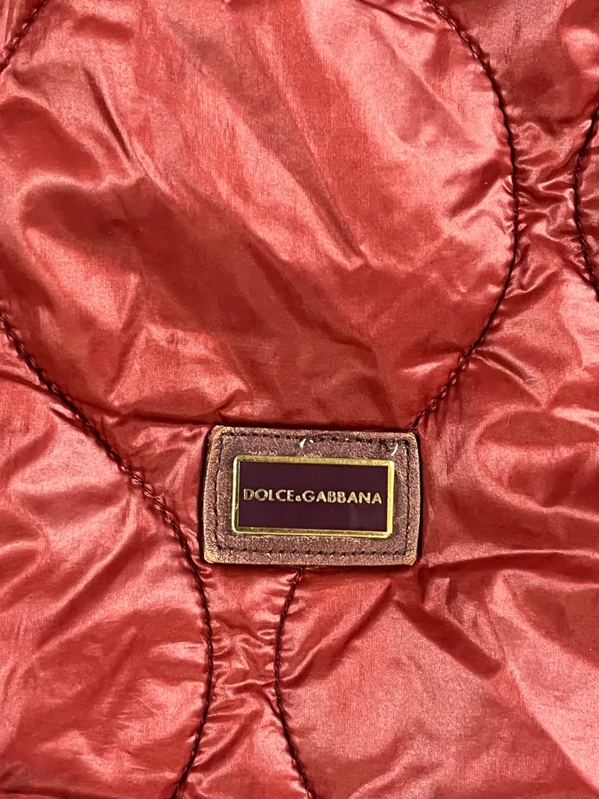 2000s Dolce & Gabana Quilted Red Bomber Jacket - Image 7