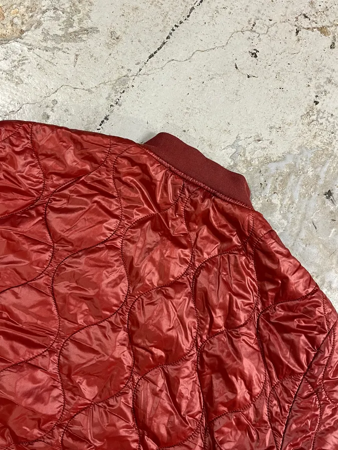 2000s Dolce & Gabana Quilted Red Bomber Jacket - Image 9