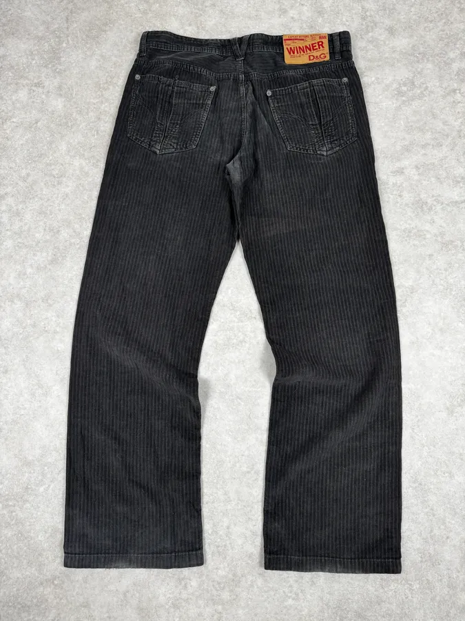 2000s Dolce & Gabanna Black Striped Relaxed Pants - Image 5