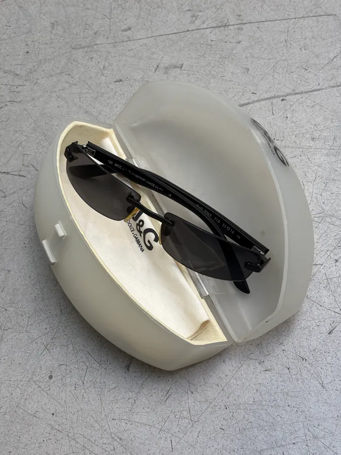 2000s Dolce & Gabbana 2045 Vintage Rimless Black Sunglasses