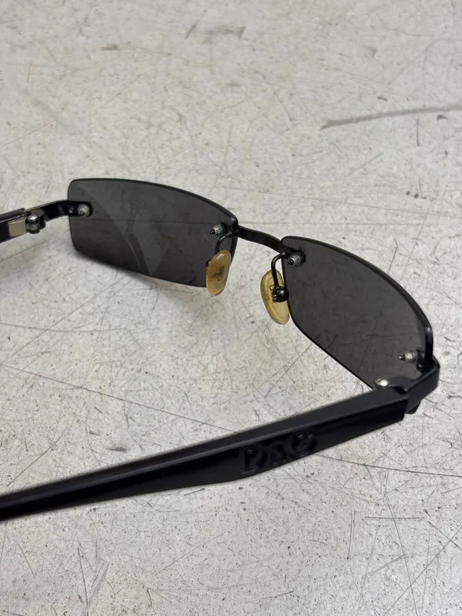 2000s Dolce & Gabbana 2045 Vintage Rimless Black Sunglasses - Image 10