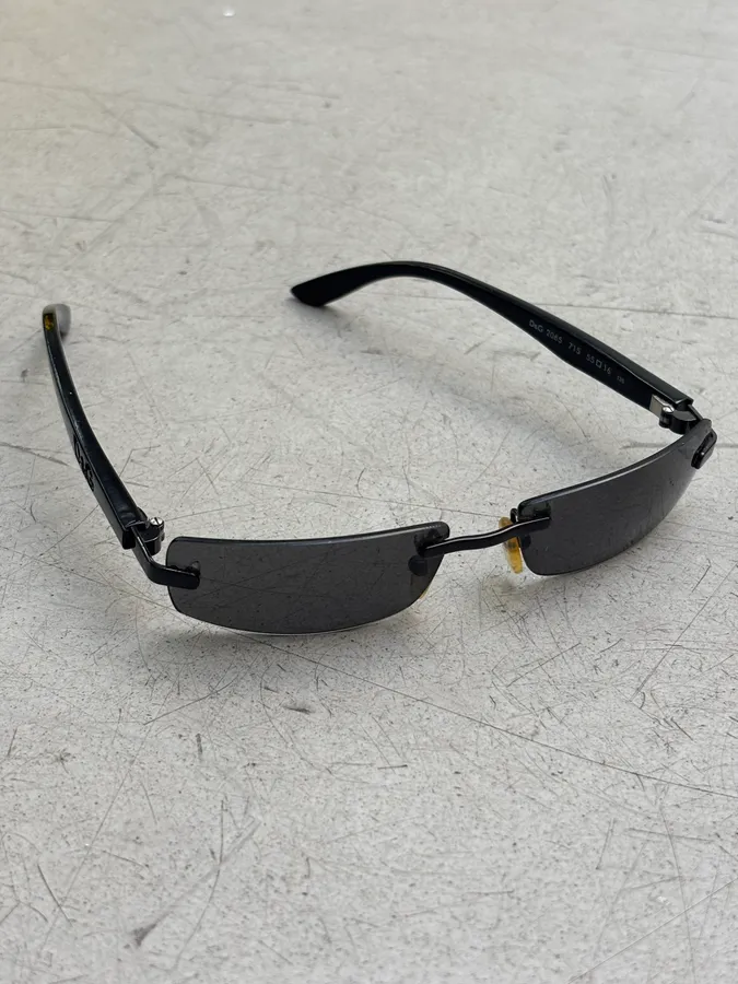 2000s Dolce & Gabbana 2045 Vintage Rimless Black Sunglasses - Image 6