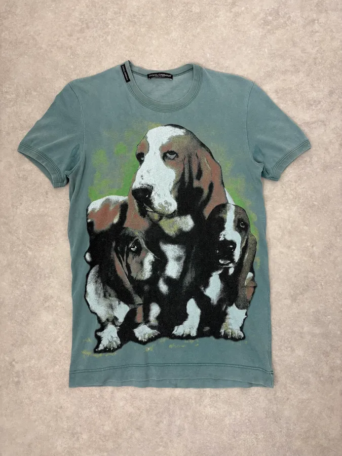 2000s Dolce & Gabbana 3 Dogs Khaki T-Shirt