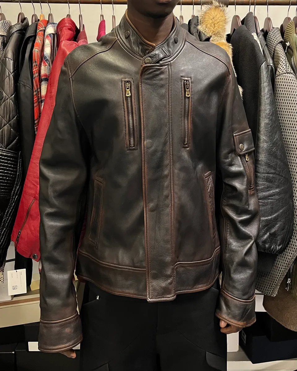 2000s Dolce & Gabbana Aged Brown Leather Jacket - Image 2