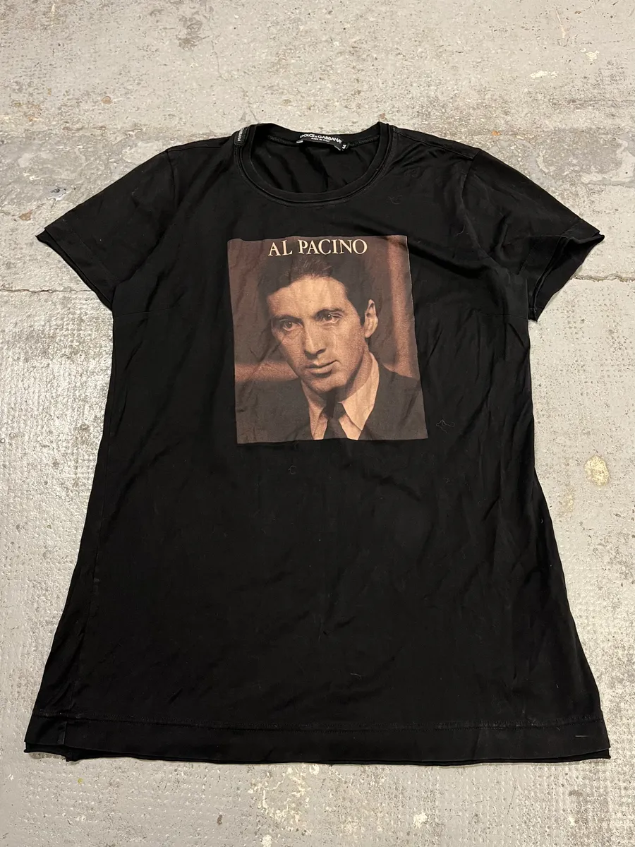 2000s Dolce & Gabbana Al Pacino Graphic Print Black Cotton T-Shirt - Image 4