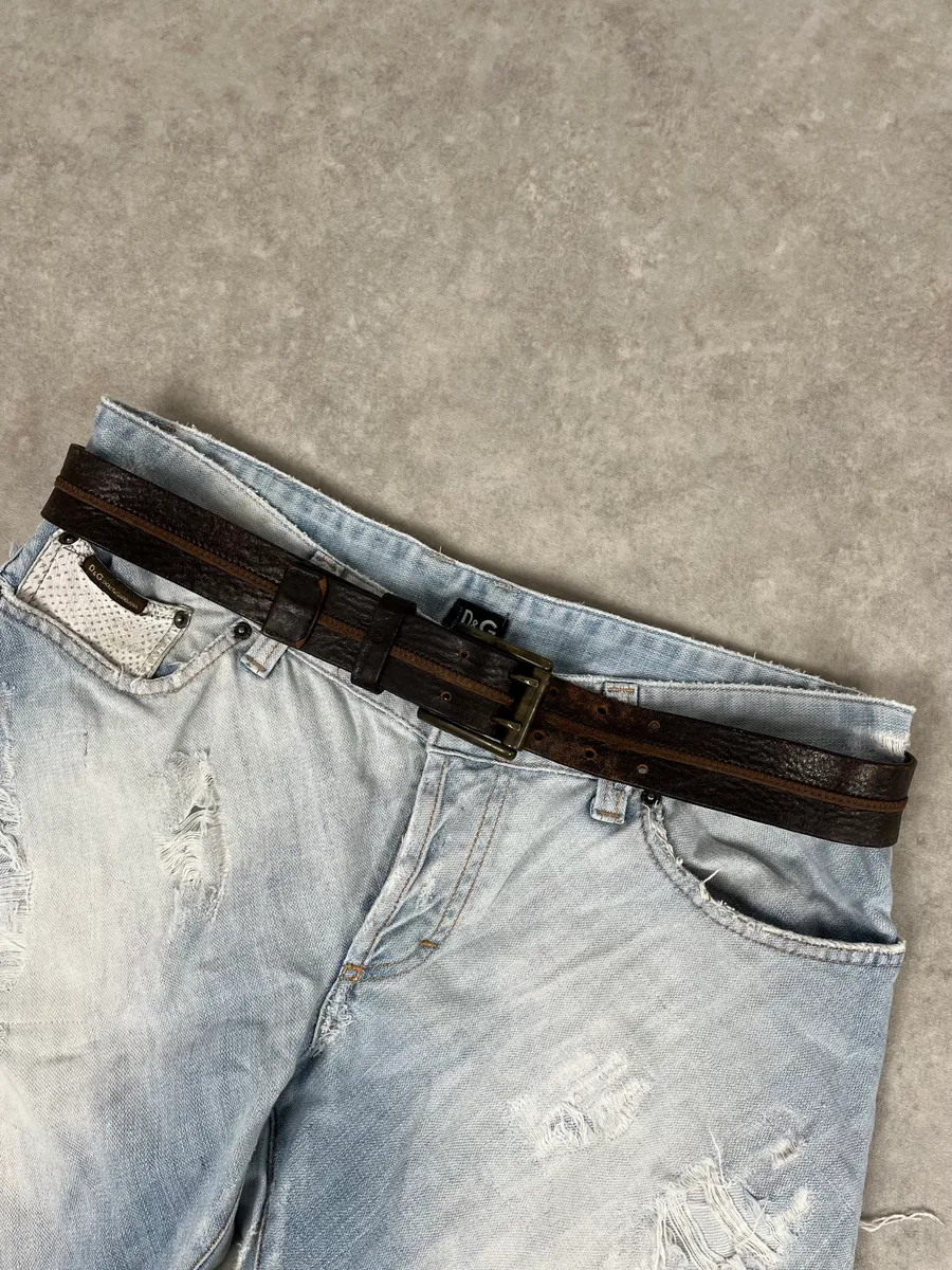 2000s Dolce & Gabbana Archive Brown Leather Belt - Image 2