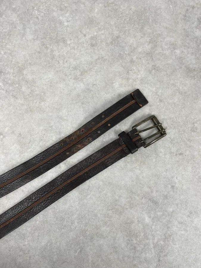 2000s Dolce & Gabbana Archive Brown Leather Belt - Image 3