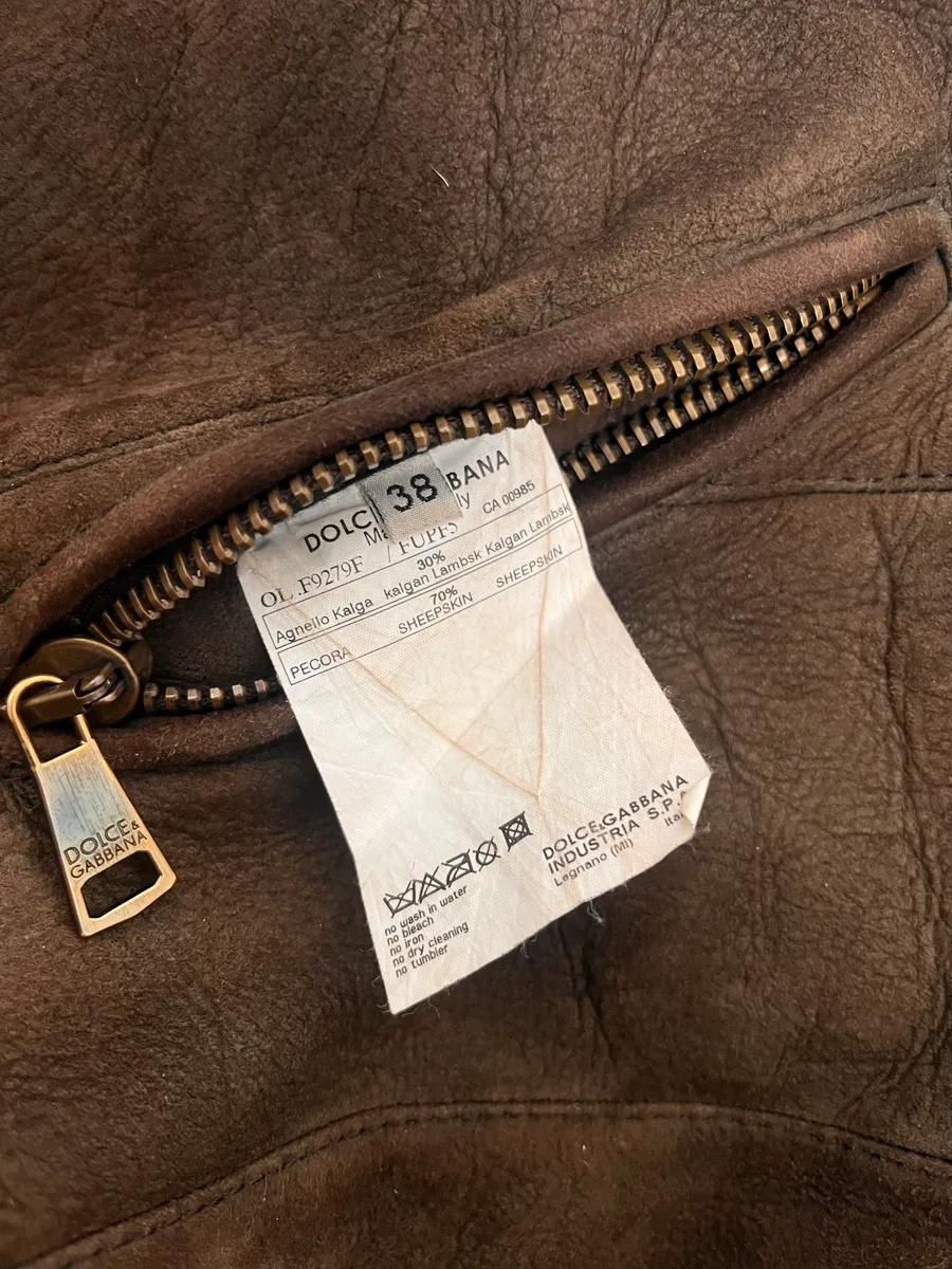 2000s Dolce & Gabbana Aviator Shearling Brown Leather Jacket - Image 12