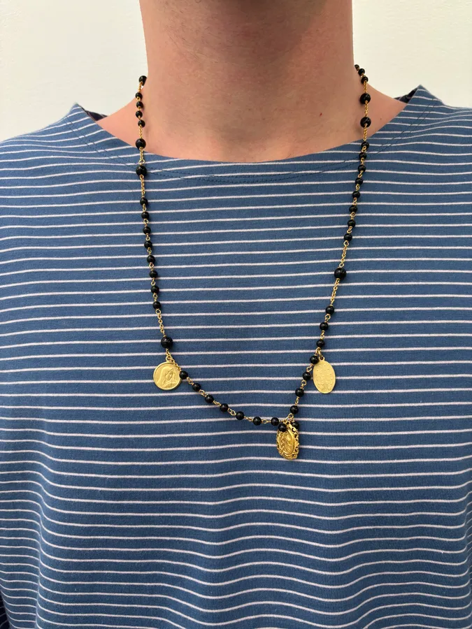 2000s Dolce & Gabbana Beaded Virgin Mary Medallions Rosary Necklace - Image 2