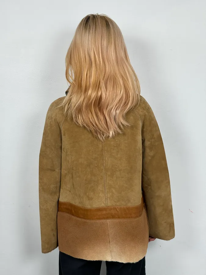 2000s Dolce & Gabbana Beige & Brown Hybrid Fur Leather Jacket - Image 3