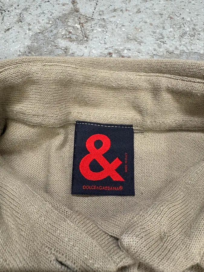 2000s Dolce & Gabbana Beige Buttoned Longsleeves Polo - Image 6