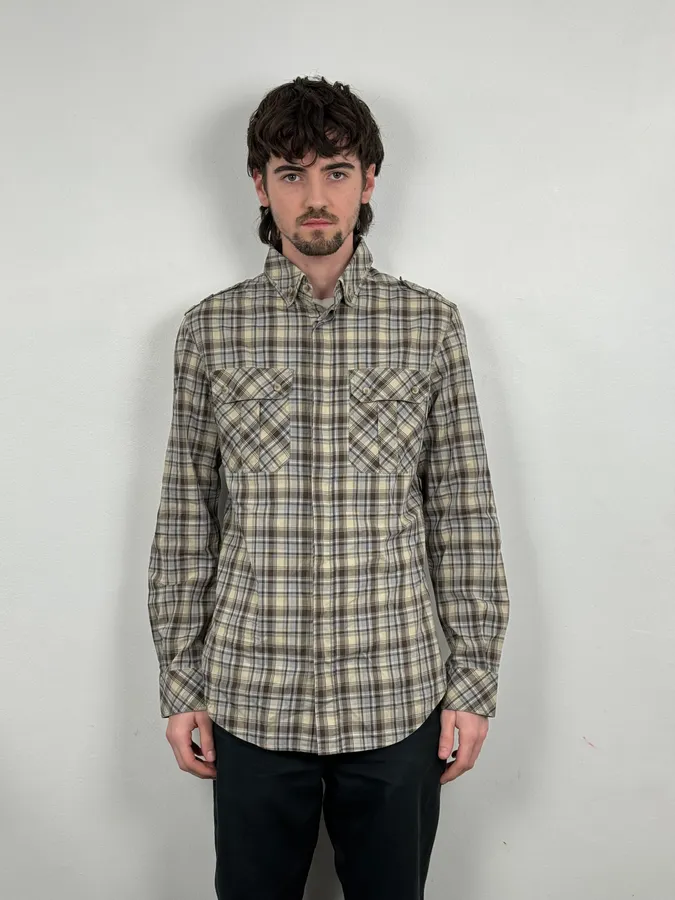 2000s Dolce & Gabbana Beige Cargo Checkered Shirt - Image 2