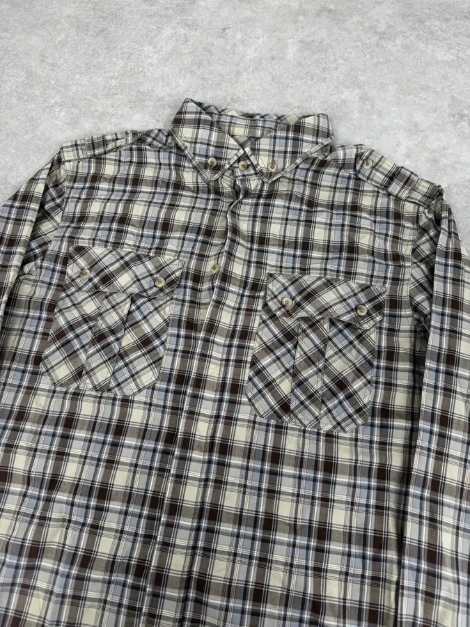 2000s Dolce & Gabbana Beige Cargo Checkered Shirt - Image 5