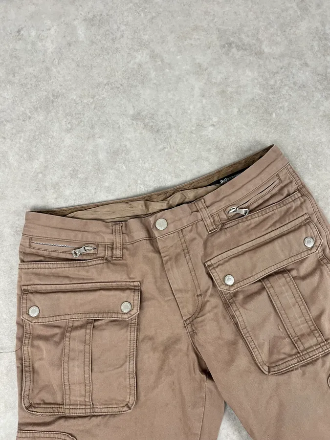 2000s Dolce & Gabbana Beige Cargo Pants - Image 5