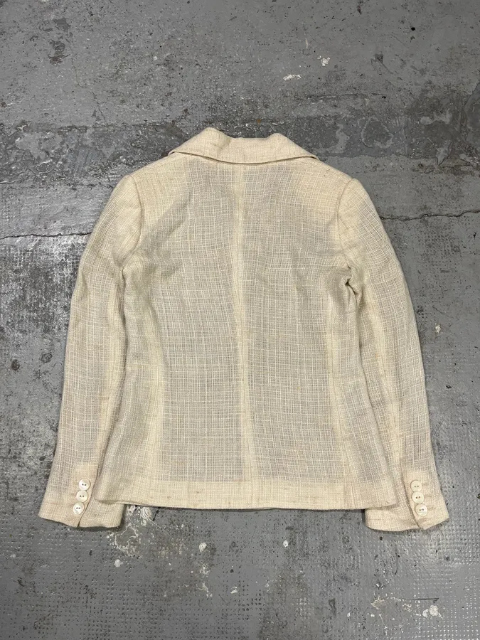 2000s Dolce & Gabbana Beige Linen Blazer Jacket - Image 5