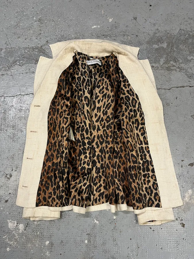 2000s Dolce & Gabbana Beige Linen Blazer Jacket - Image 7