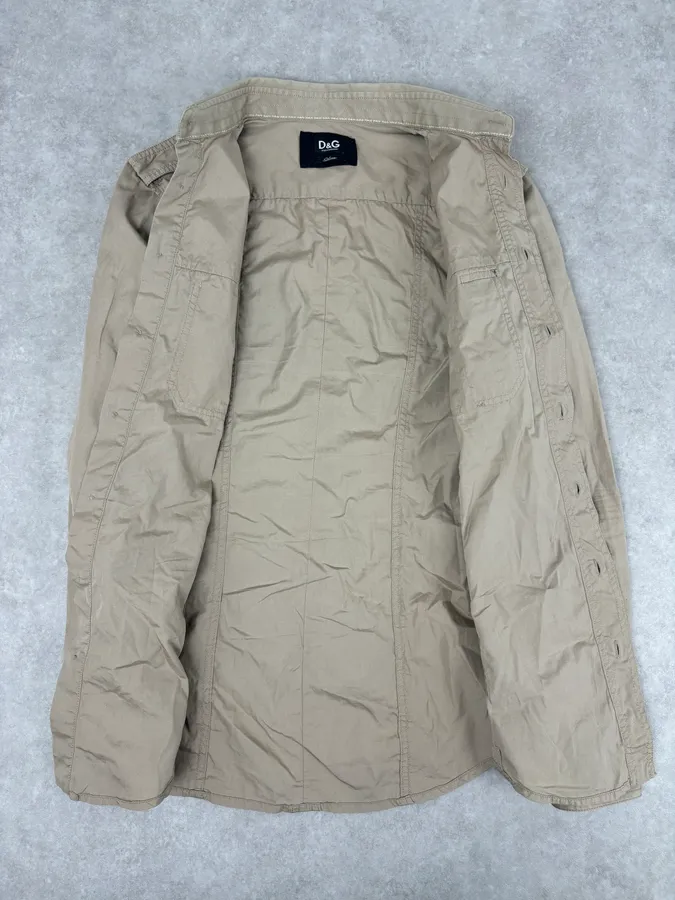 2000s Dolce & Gabbana Beige Military Cargo Shirt - Image 7