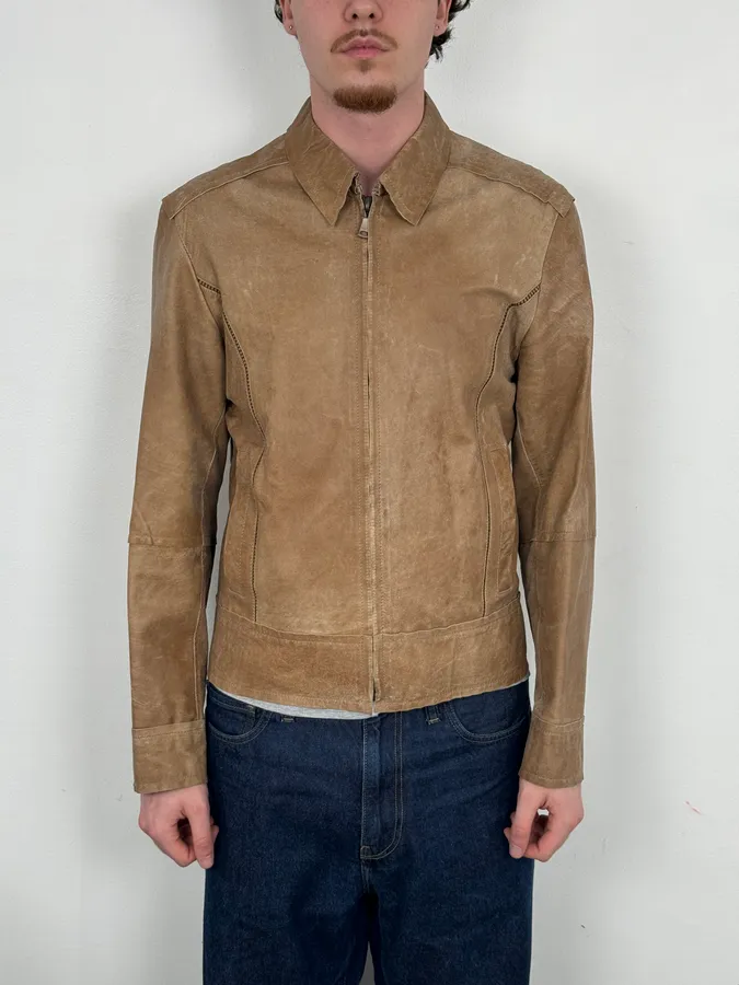 2000s Dolce & Gabbana Beige Rodeo Leather Jacket