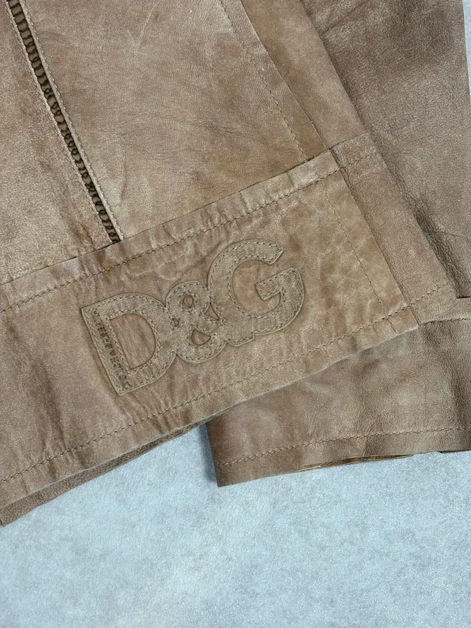2000s Dolce & Gabbana Beige Rodeo Leather Jacket - Image 10