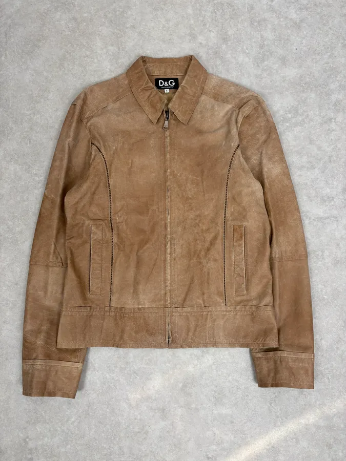 2000s Dolce & Gabbana Beige Rodeo Leather Jacket - Image 3