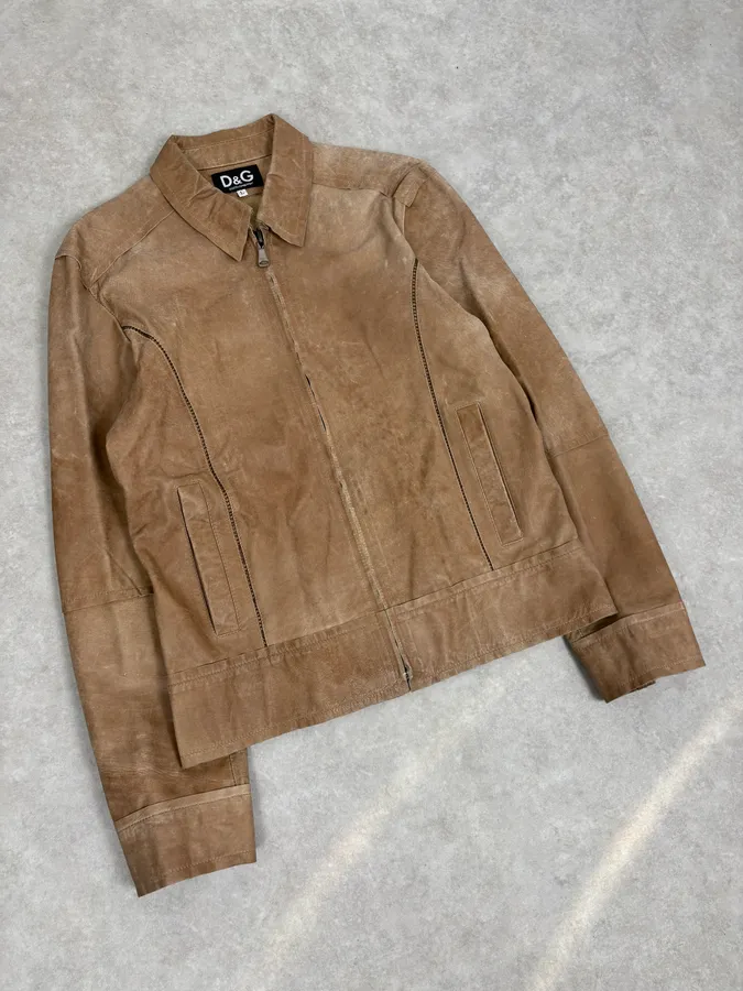 2000s Dolce & Gabbana Beige Rodeo Leather Jacket - Image 4
