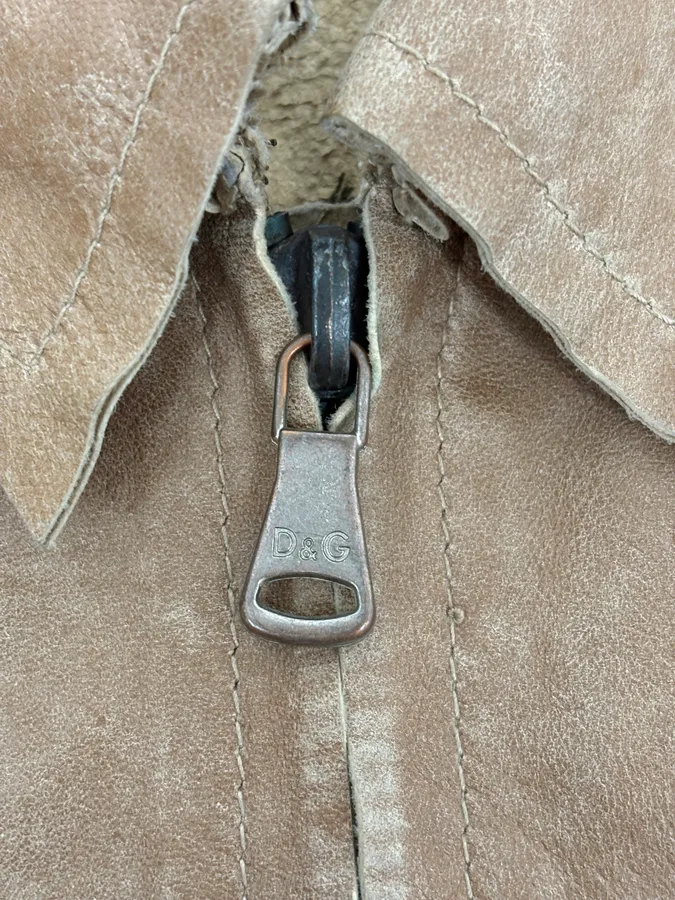 2000s Dolce & Gabbana Beige Rodeo Leather Jacket - Image 9