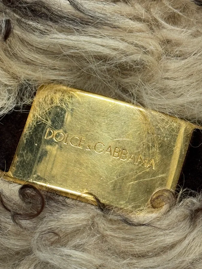 2000s Dolce & Gabbana Beige Shearling Fur Leather Waist Bag - Image 6