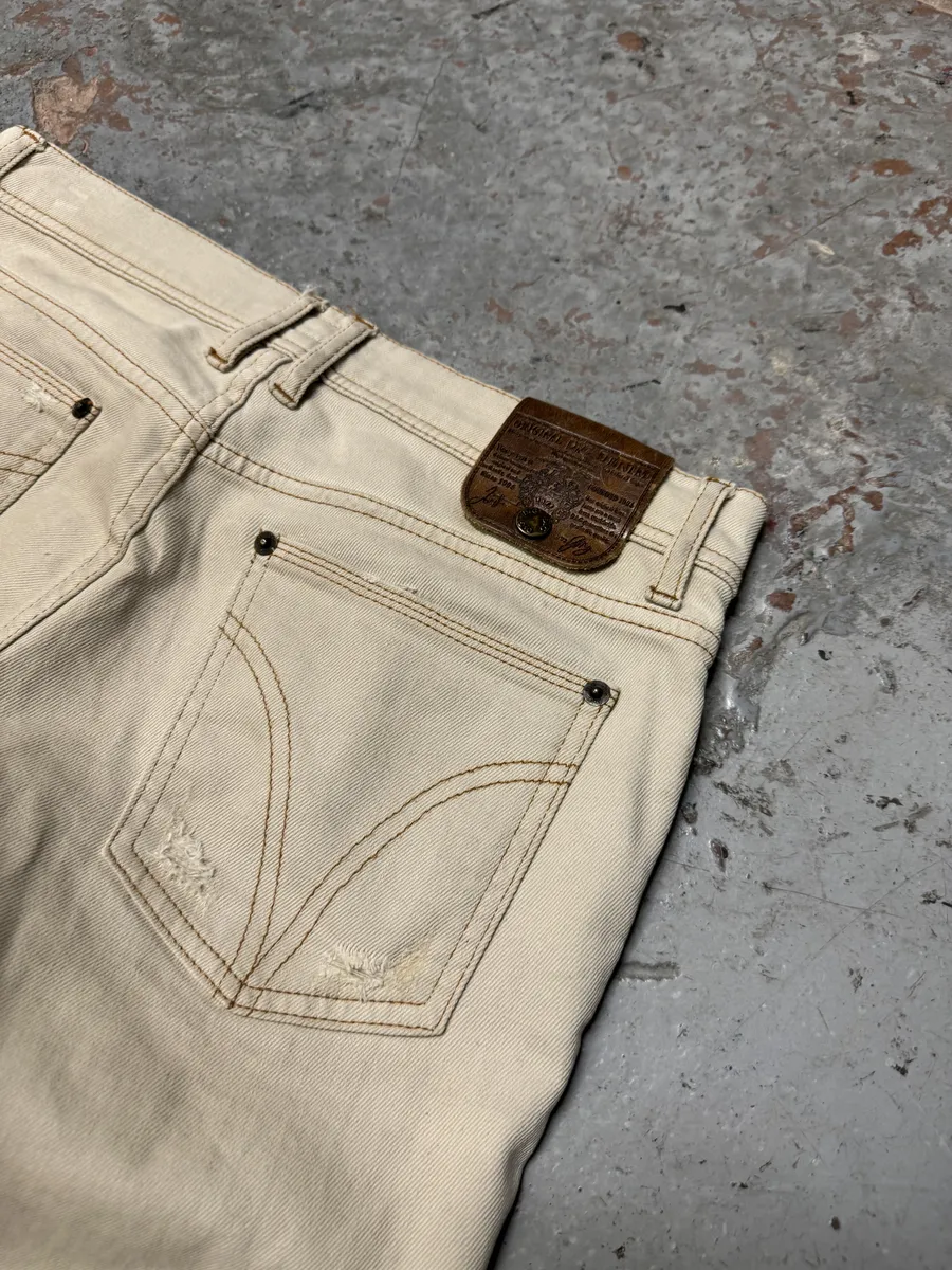 2000s Dolce & Gabbana Beige Slim Distressed Pants - Image 5