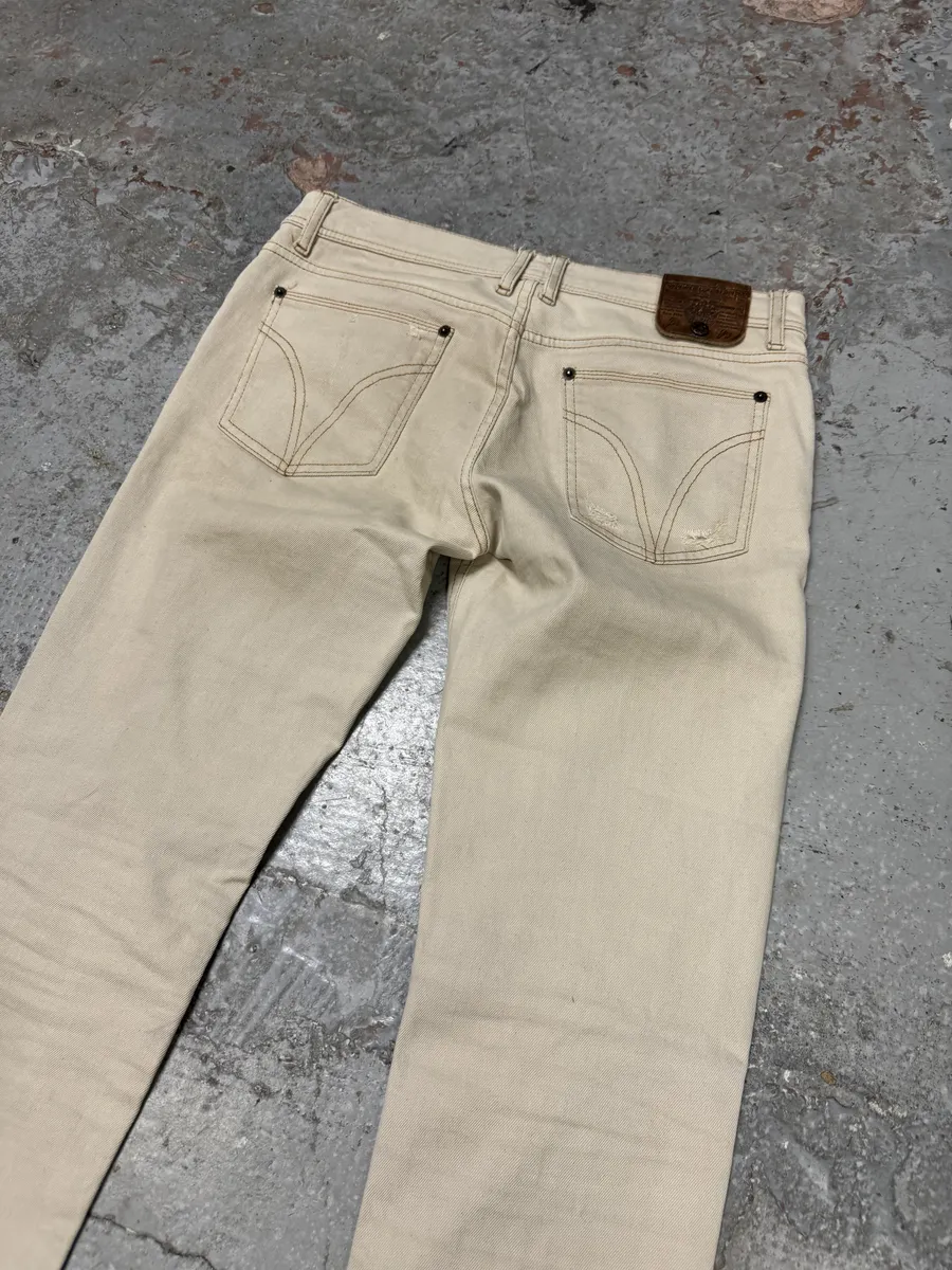 2000s Dolce & Gabbana Beige Slim Distressed Pants - Image 6