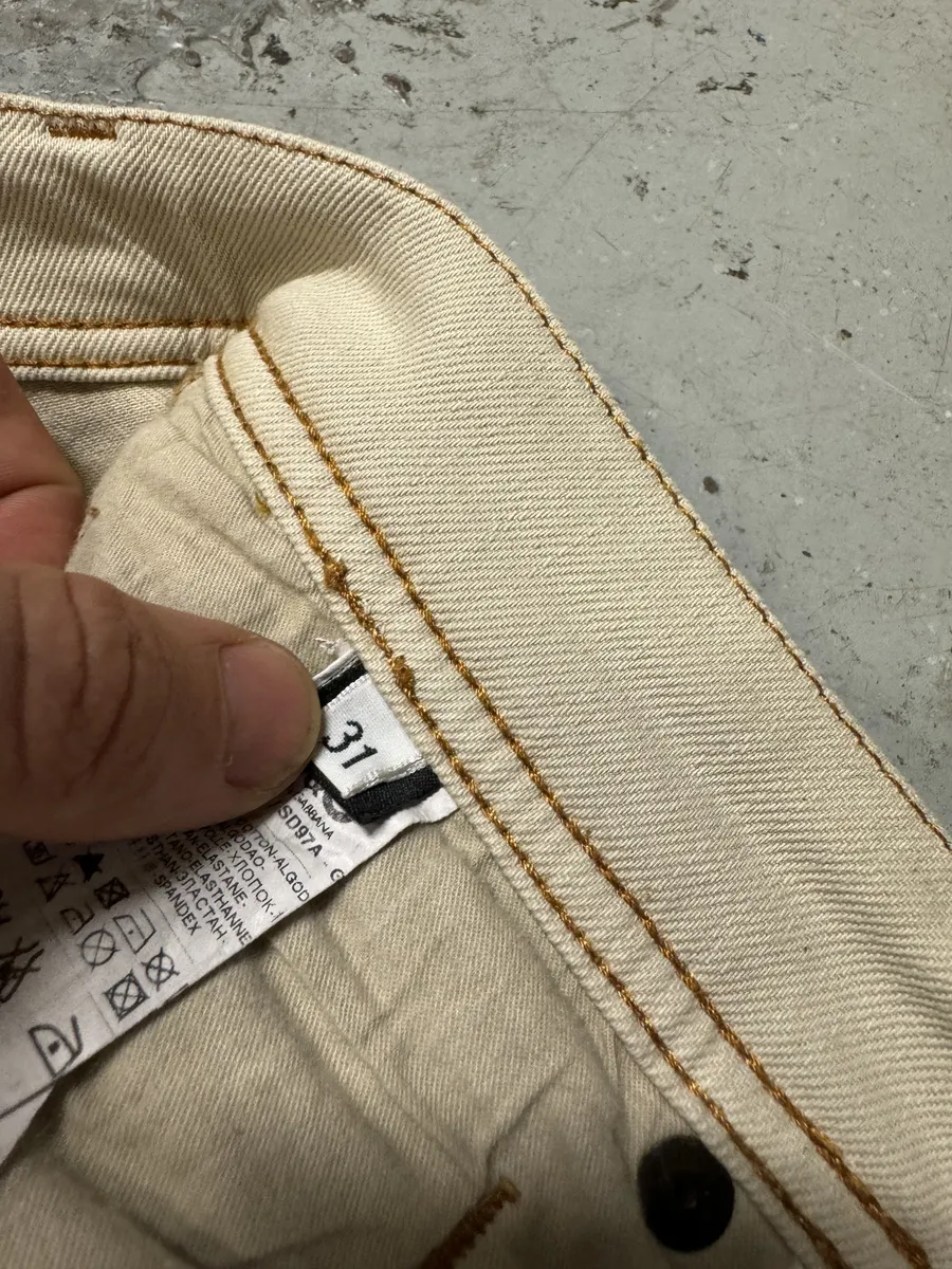 2000s Dolce & Gabbana Beige Slim Distressed Pants - Image 9