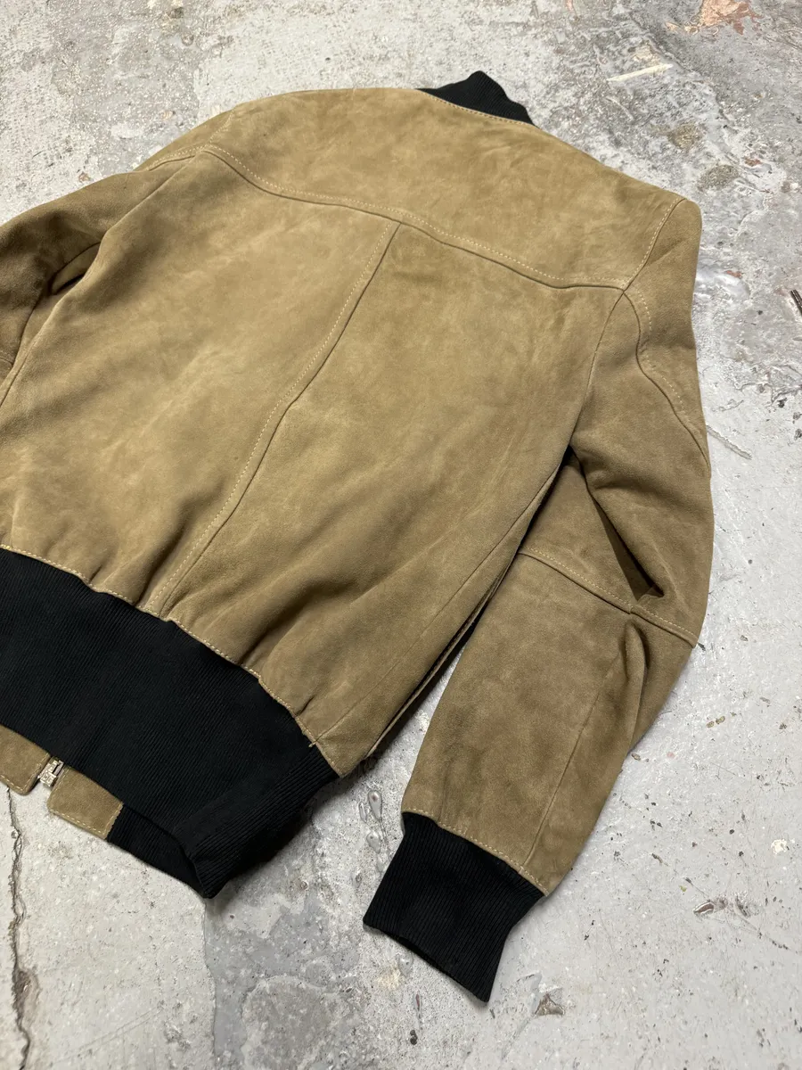 2000s Dolce & Gabbana Beige Suede Leather Jacket - Image 5