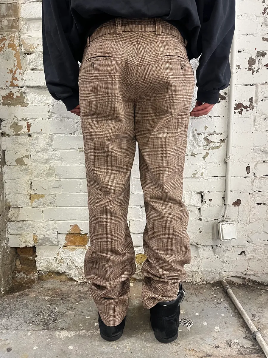 2000s Dolce & Gabbana Beige Tartan Pants - Image 4