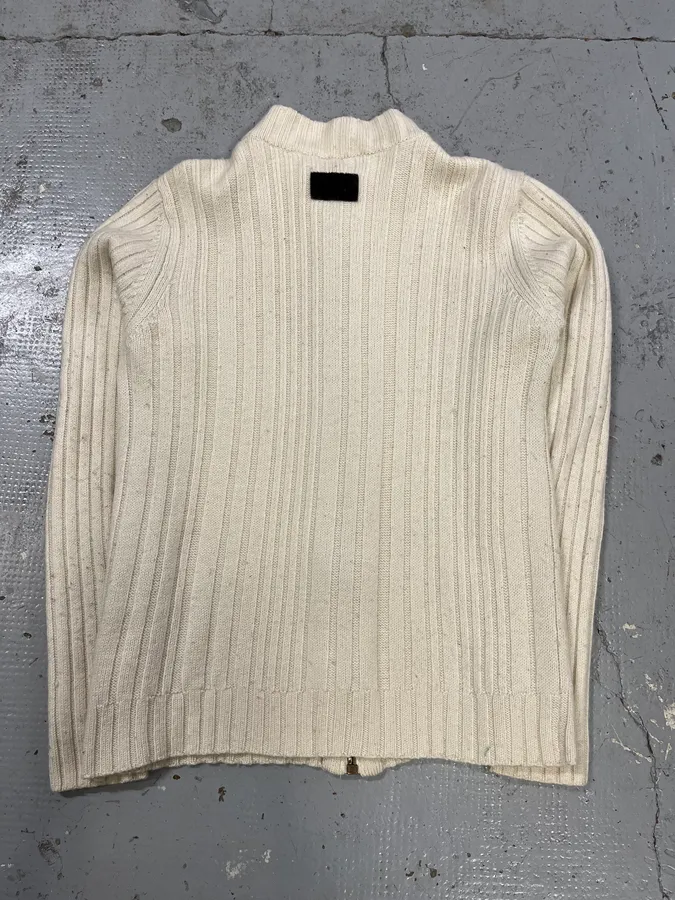 2000s Dolce & Gabbana Beige Wool Zip-Up Sweater - Image 7