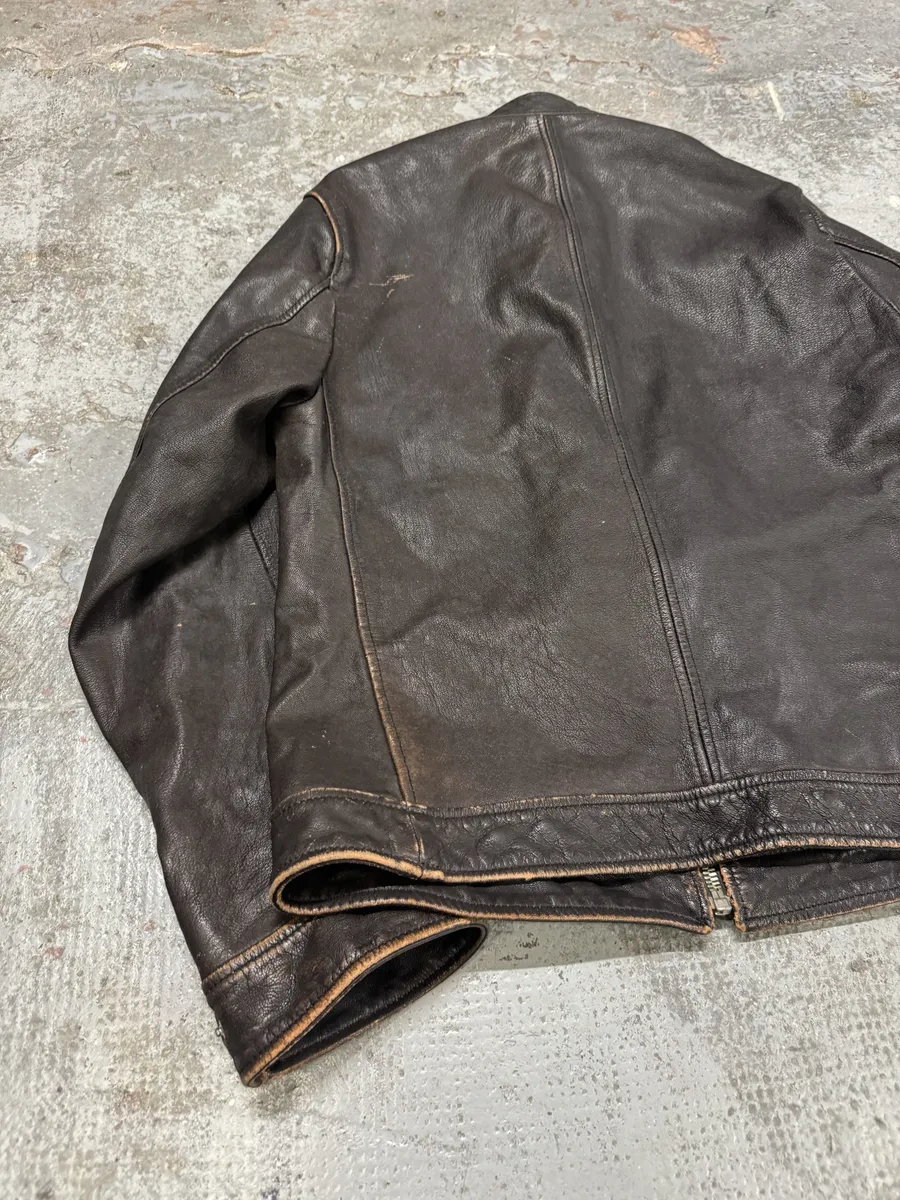 2000s Dolce & Gabbana Biker Brown Leather Jacket - Image 11
