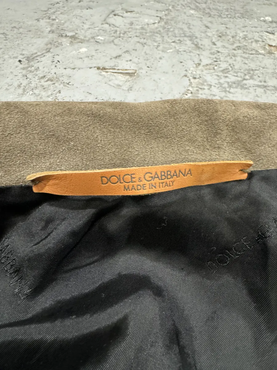 2000s Dolce & Gabbana Black & Beige Suede Cross Jacket - Image 9