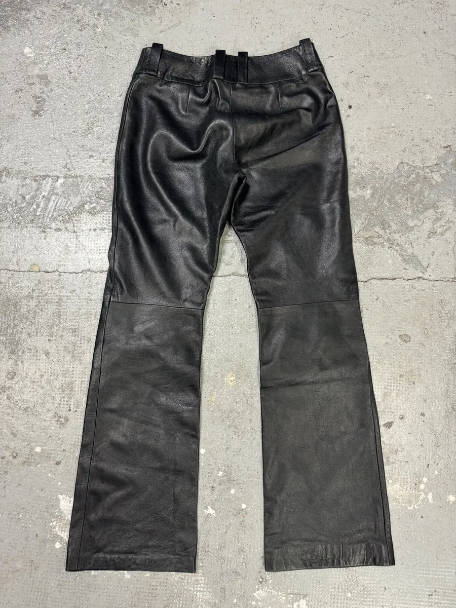 2000s Dolce & Gabbana Black Bootcut Leather Pants - Image 3