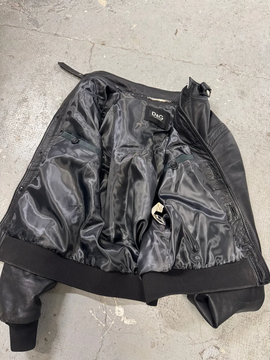 2000s Dolce & Gabbana Black Button Ups Leather Rebel Jacket - Image 10