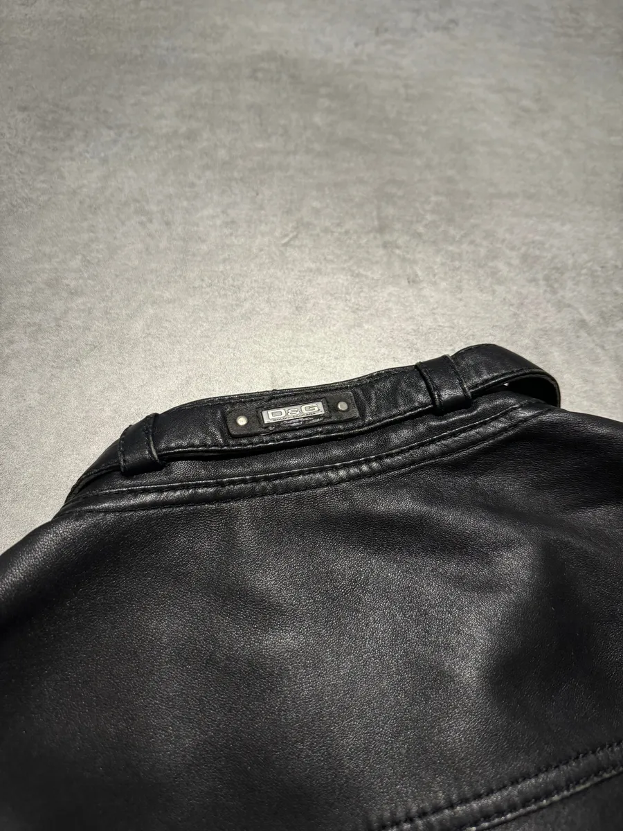 2000s Dolce & Gabbana Black Button Ups Leather Rebel Jacket - Image 6