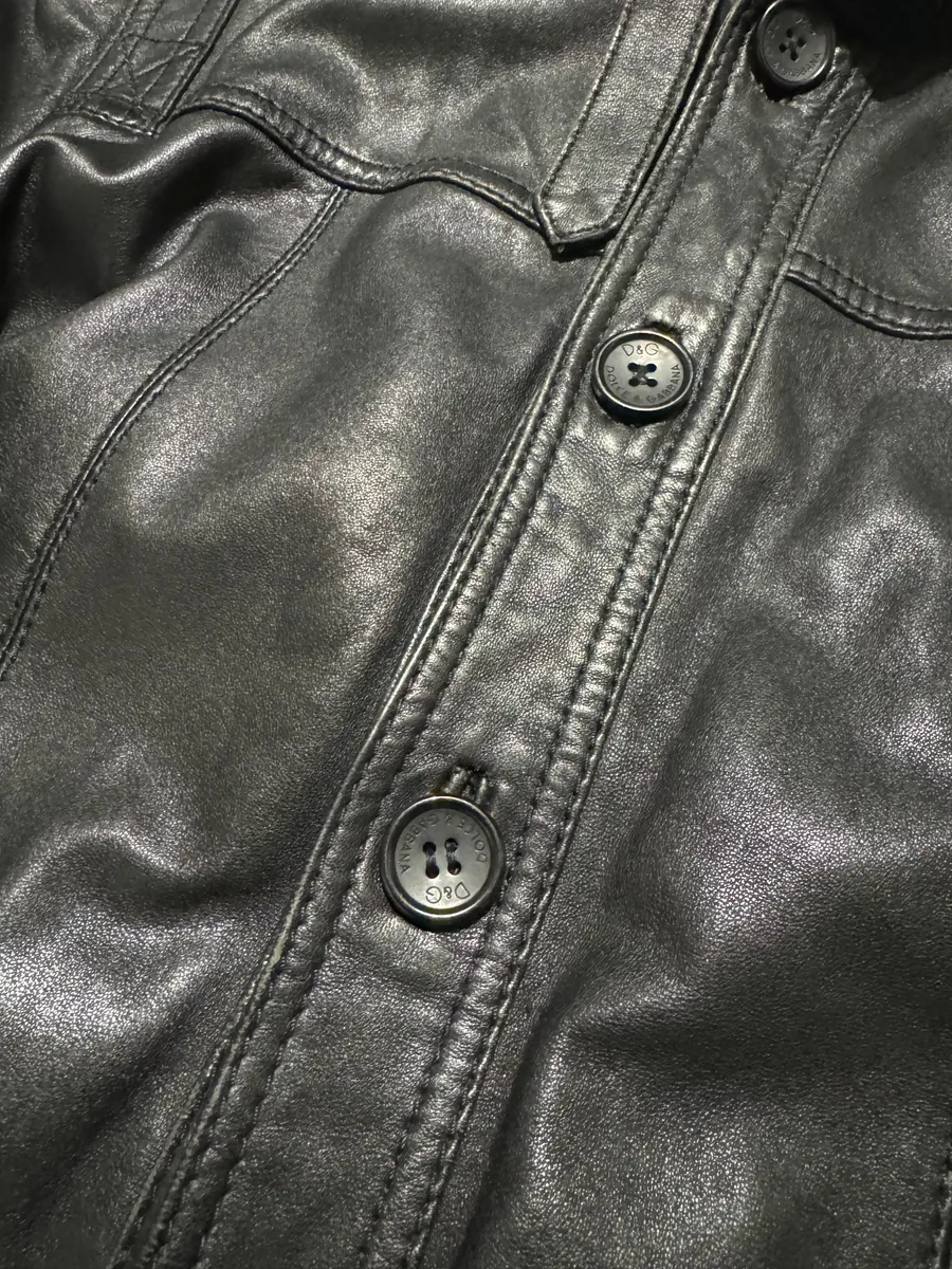 2000s Dolce & Gabbana Black Button Ups Leather Rebel Jacket - Image 7