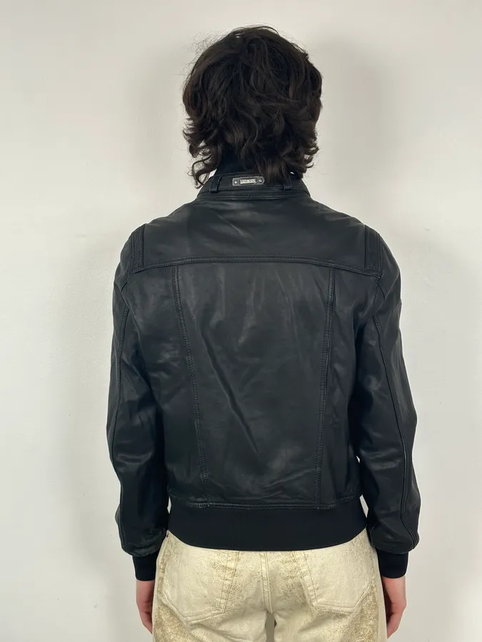2000s Dolce & Gabbana Black Buttoned Biker Leather Jacket - Image 3