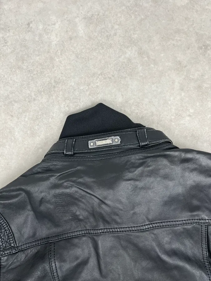 2000s Dolce & Gabbana Black Buttoned Biker Leather Jacket - Image 7