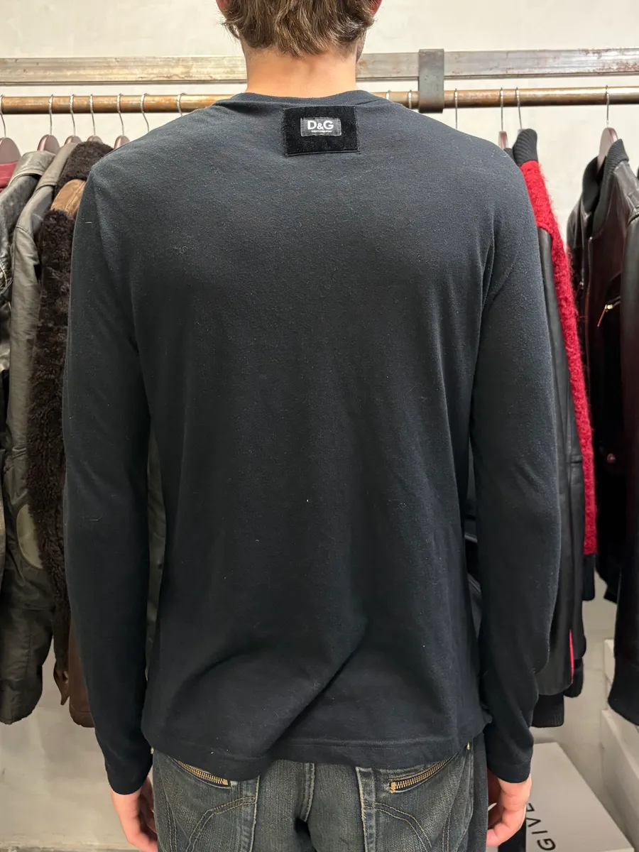 2000s Dolce & Gabbana Black Buttoned Henley Longsleeves - Image 3