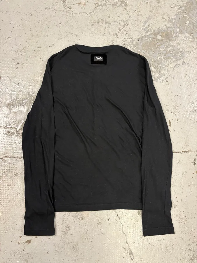 2000s Dolce & Gabbana Black Buttoned Henley Longsleeves - Image 6