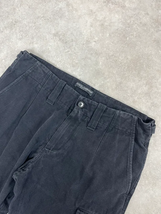 2000s Dolce & Gabbana Black Cargo Buttoned Pants - Image 6
