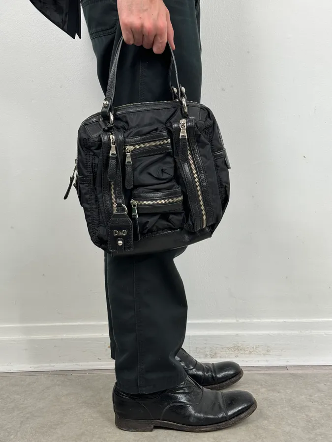 2000s Dolce & Gabbana Black Cargo Zip Handle Bag - Image 2
