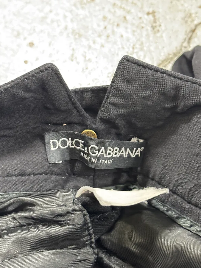 2000s Dolce & Gabbana Black Classy Bronze Belted Pants - Image 11