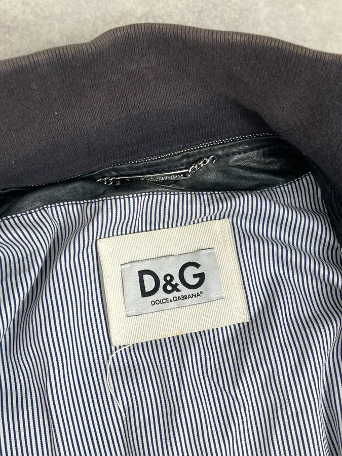 2000s Dolce & Gabbana Black Detachable Collar Leather Jacket - Image 10