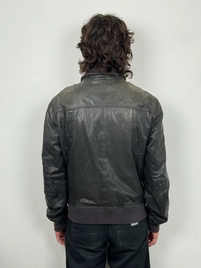 2000s Dolce & Gabbana Black Detachable Collar Leather Jacket - Image 2