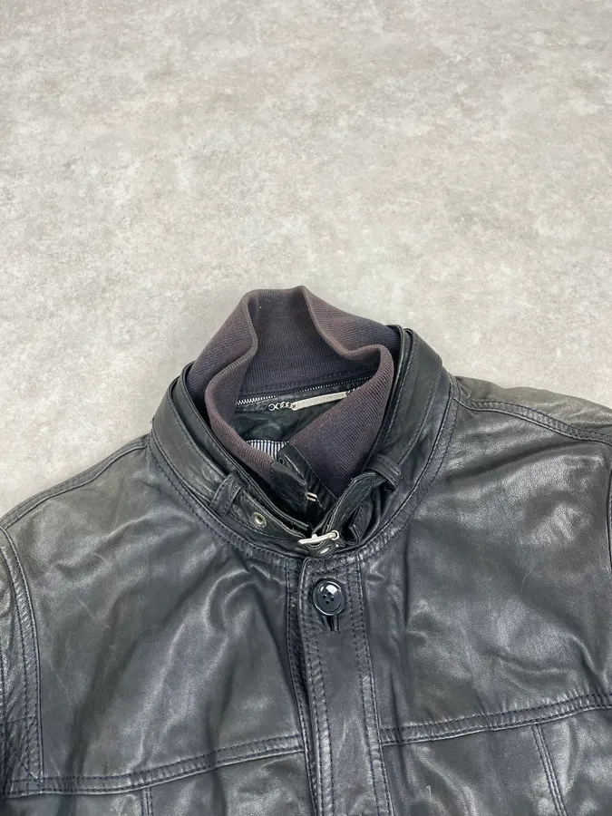 2000s Dolce & Gabbana Black Detachable Collar Leather Jacket - Image 5